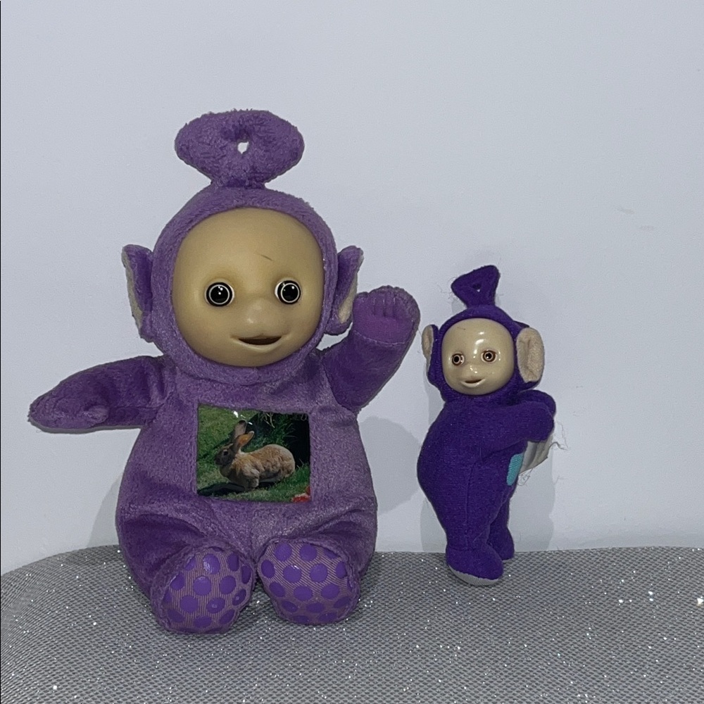 2x Vintage Teletubbies Tinky Winky Purple Plush